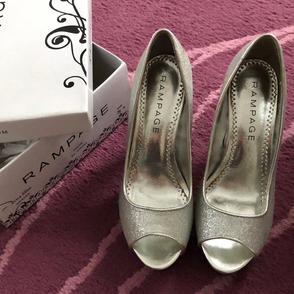Silver Peep Toe Heels